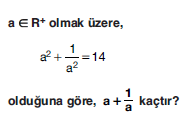YGS Özdeşlikler ve Çarpanlara Ayırma Soruları Test 3