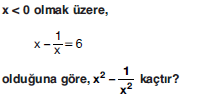 YGS Özdeşlikler ve Çarpanlara Ayırma Soruları Test 3