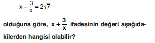 YGS Özdeşlikler ve Çarpanlara Ayırma Soruları Test 3